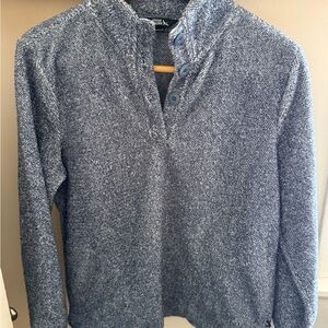Eddie Bauer Women’s Heathered Blue button Up fleece pullover
